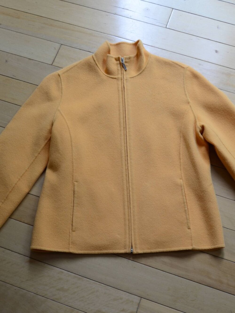 Carole Little 100% Wool Zip Up Jacket Yellow Size PM